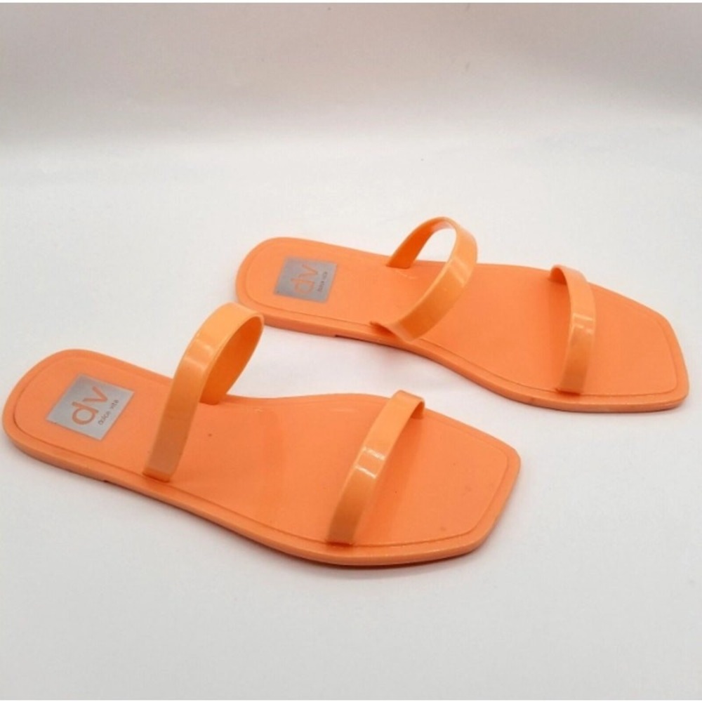 DV Dolce Vita Sunshine Neon Orange Jelly Slide Sandals Square‎ Toe Womens 7